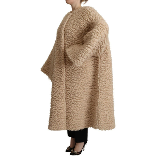 Dolce & Gabbana Elegant Beige Cashmere Overcoat Jacket Dolce & Gabbana Rosy Brown