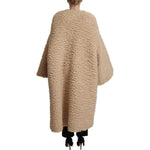 Dolce & Gabbana Beige Cashmere Wool Faux Fur Coat Jacket