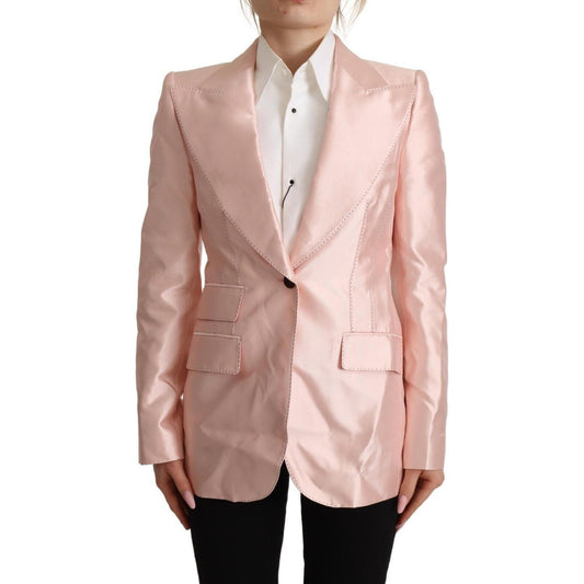 Dolce & Gabbana Elegant Pink Silk Blazer Jacket Dolce & Gabbana Gray