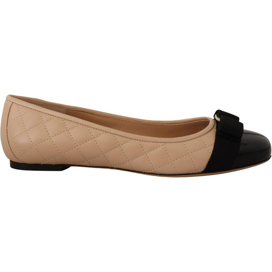 Salvatore Ferragamo Elegant Quilted Leather Flats - Chic Dual-Tone Design WOMAN FLAT SHOES Salvatore Ferragamo Rosy Brown