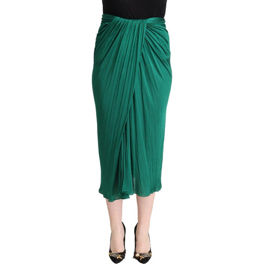 Dolce & Gabbana Elegant Pleated High Waist Midi Skirt Dolce & Gabbana Dark Slate Gray