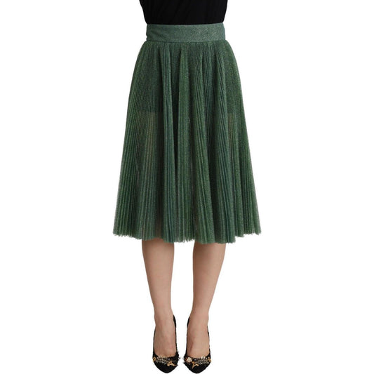 Dolce & Gabbana Metallic Green Pleated A-Line Midi Skirt Dolce & Gabbana Dark Slate Gray