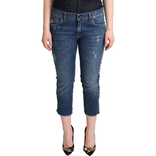Dolce & Gabbana Elegant Mid-Waist Cropped Denim Dolce & Gabbana Dark Slate Gray