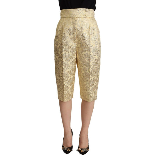 Dolce & Gabbana Elegant Beige High-Waisted Cropped Pants Dolce & Gabbana Rosy Brown