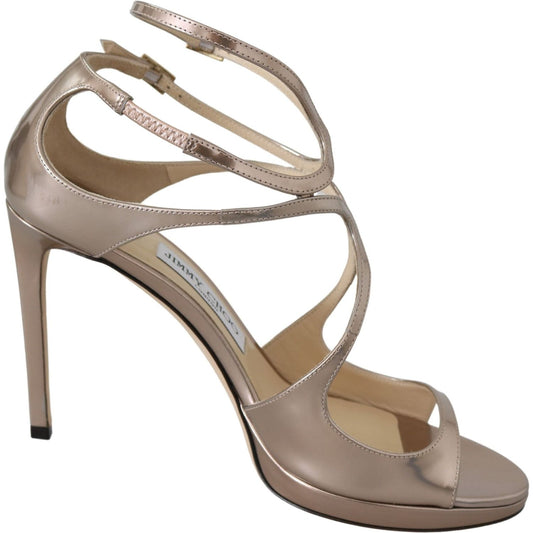 Jimmy Choo Ballet Pink Liquid Mirror Leather Sandals Jimmy Choo Slate Gray