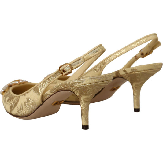 Dolce & Gabbana Gleaming Gold Crystal Slingback Heels Dolce & Gabbana Dim Gray