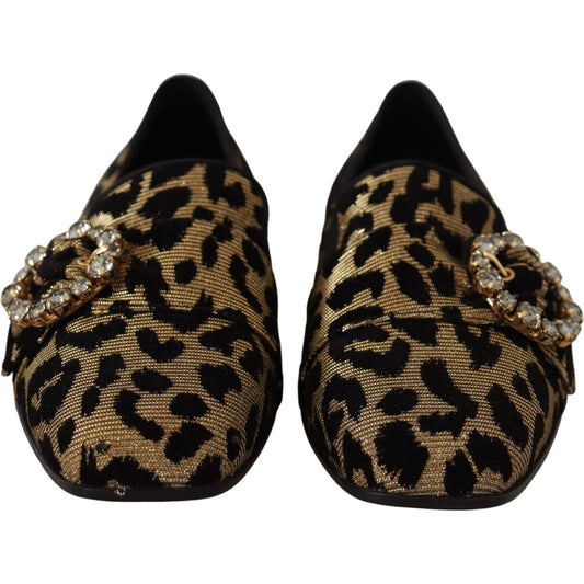 Dolce & Gabbana Elegant Leopard Crystal Gem Loafers Dolce & Gabbana Black