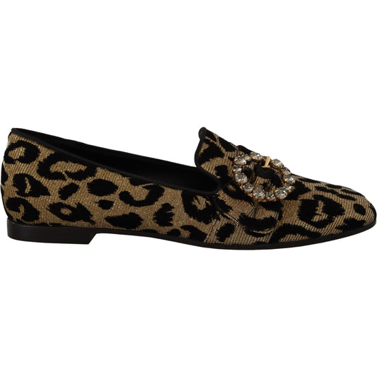 Dolce & Gabbana Elegant Leopard Crystal Gem Loafers Dolce & Gabbana Black