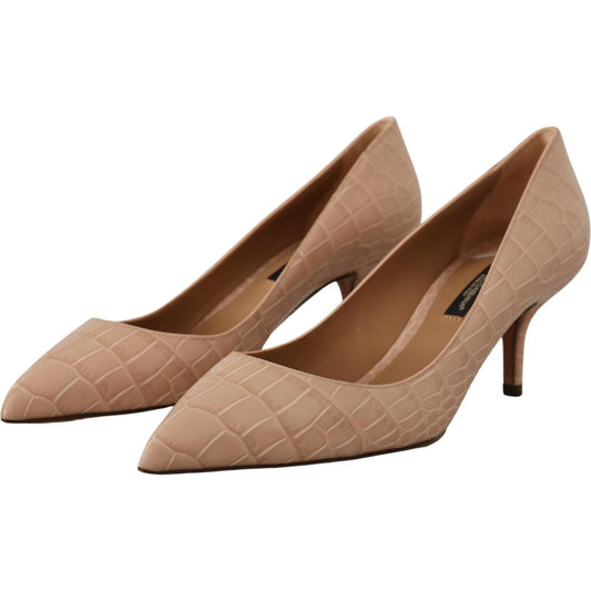 Dolce & Gabbana Elegant Beige Leather Pumps Dolce & Gabbana Dim Gray