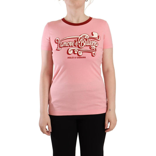 Dolce & Gabbana Chic Pink Logo Crew Neck Tee Dolce & Gabbana Tan