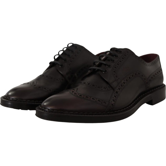 Dolce & Gabbana Elegant Purple Leather Derby Formal Shoes Dolce & Gabbana Black