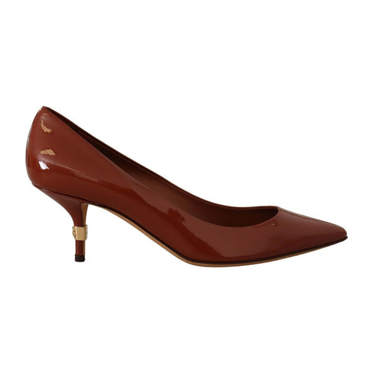 Dolce & Gabbana Elegant Patent Leather Heels Pumps Dolce & Gabbana Saddle Brown