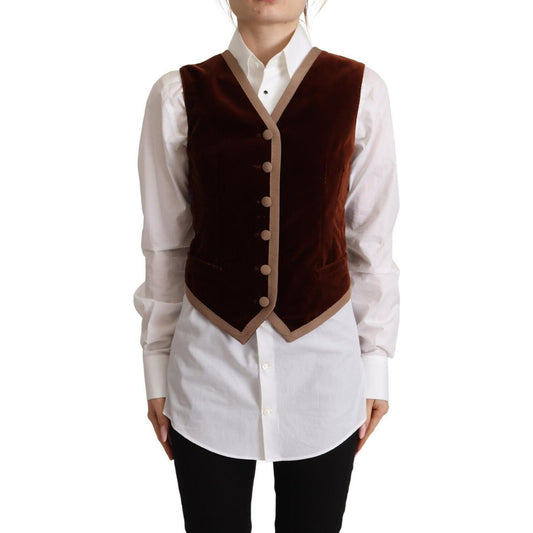 Dolce & Gabbana Elegant Bordeaux Velvet Sleeveless Top Dolce & Gabbana Gray