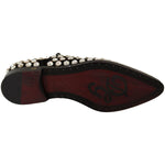 Dolce & Gabbana Black Leather Crystals Lace Up Formal Shoes