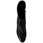 Dolce & Gabbana Black Leather Flats Logo Short Boots Shoes