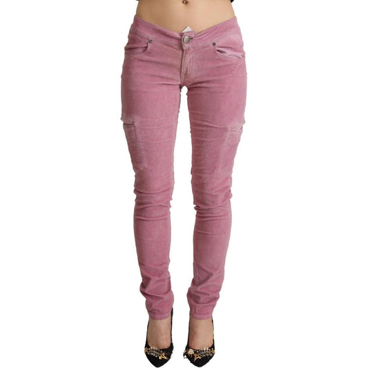Acht Chic Pink Low Waist Skinny Jeans Acht Rosy Brown