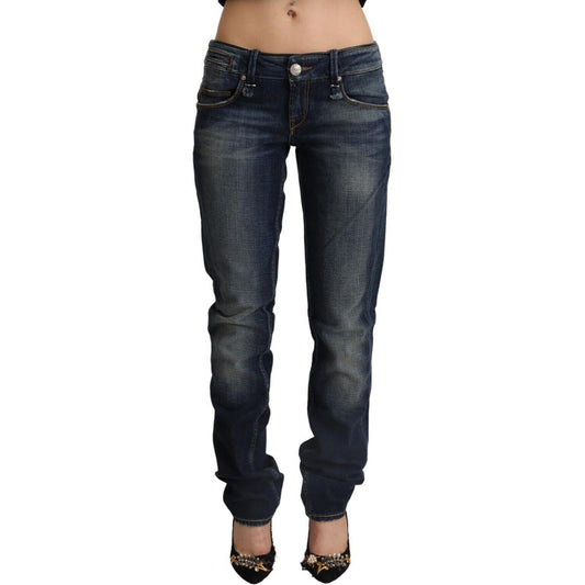 Acht Chic Dark Blue Low Waist Skinny Jeans Acht Dark Slate Gray
