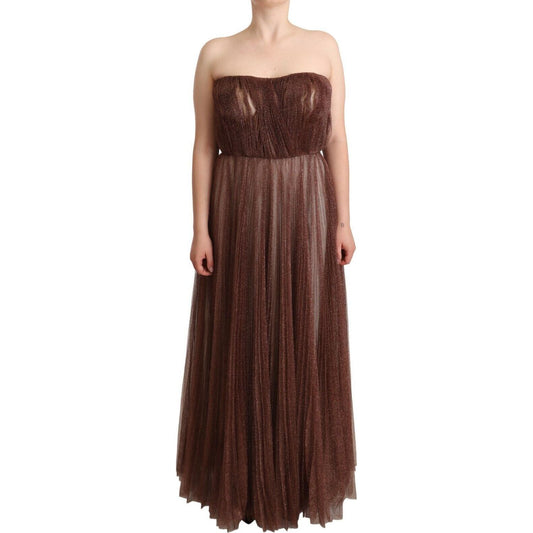 Dolce & Gabbana Elegant Metallic Bronze Long Gown Dolce & Gabbana Dark Slate Gray