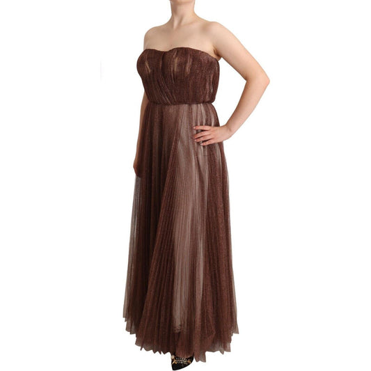 Dolce & Gabbana Elegant Metallic Bronze Long Gown Dolce & Gabbana Dark Slate Gray