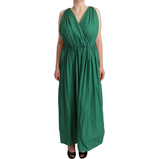 Dolce & Gabbana Elegant Deep Green Sleeveless A-Line Dress Dolce & Gabbana Dark Slate Gray