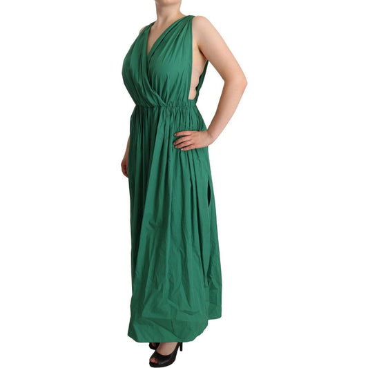 Dolce & Gabbana Elegant Deep Green Sleeveless A-Line Dress Dolce & Gabbana Dark Slate Gray