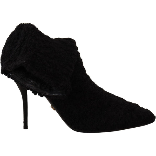 Dolce & Gabbana Black Stiletto Heels Mid Calf Women Boots