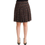Dolce & Gabbana Brown High Waist Mini A-Line Pleated Skirt