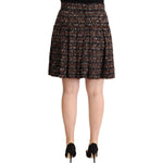 Dolce & Gabbana Brown High Waist Mini A-Line Pleated Skirt