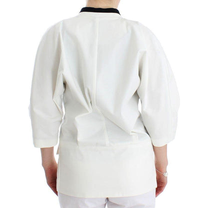 Andrea Pompilio White Cotton Blend Oversized Blazer Jacket