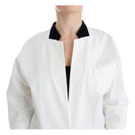 Andrea Pompilio White Cotton Blend Oversized Blazer Jacket Blazer Jacket