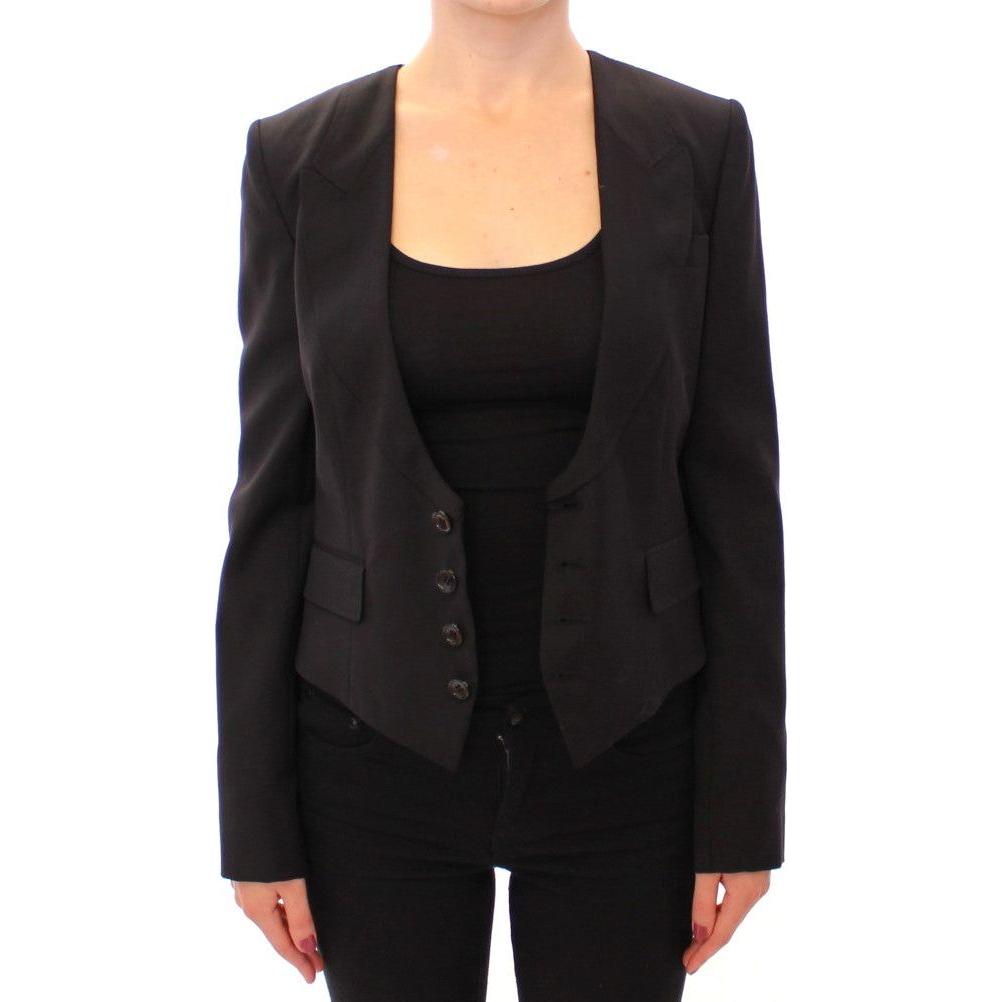 Dolce & Gabbana Black Silk Scarf Back Blazer Jacket