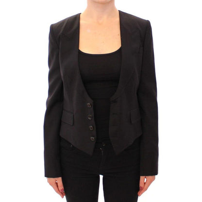 Dolce & Gabbana Black Silk Scarf Back Blazer Jacket