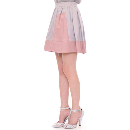 Comeforbreakfast Pink Gray Mini Short Pleated Skirt