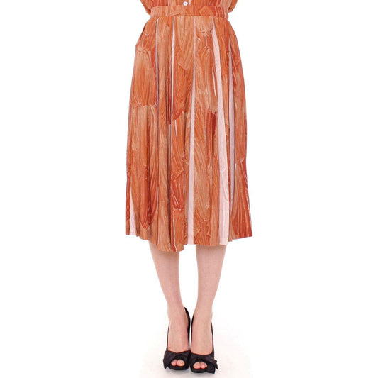 Licia Florio Orange Brown Below-Knee Chic Skirt Licia Florio Dark Salmon