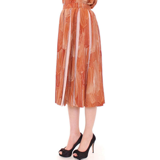 Licia Florio Orange Brown Below-Knee Chic Skirt Licia Florio Dark Salmon