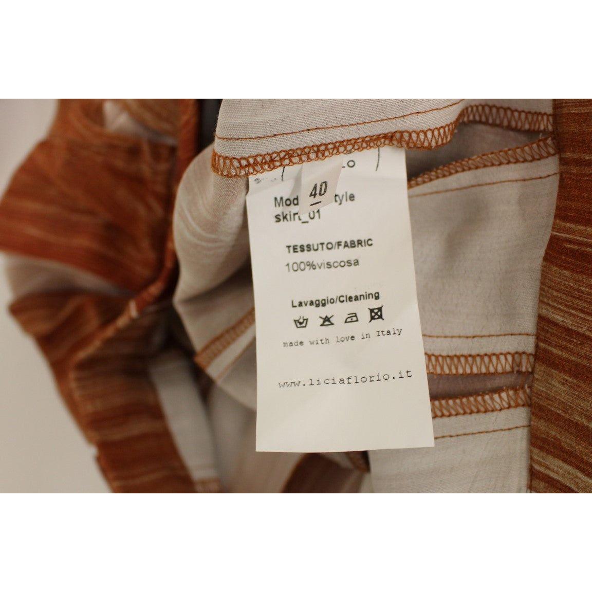 Licia Florio Brown Orange Below Knee Full Skirt