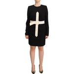 Givenchy Black Wool Long Sleeves Belted Mini Sheath Dress