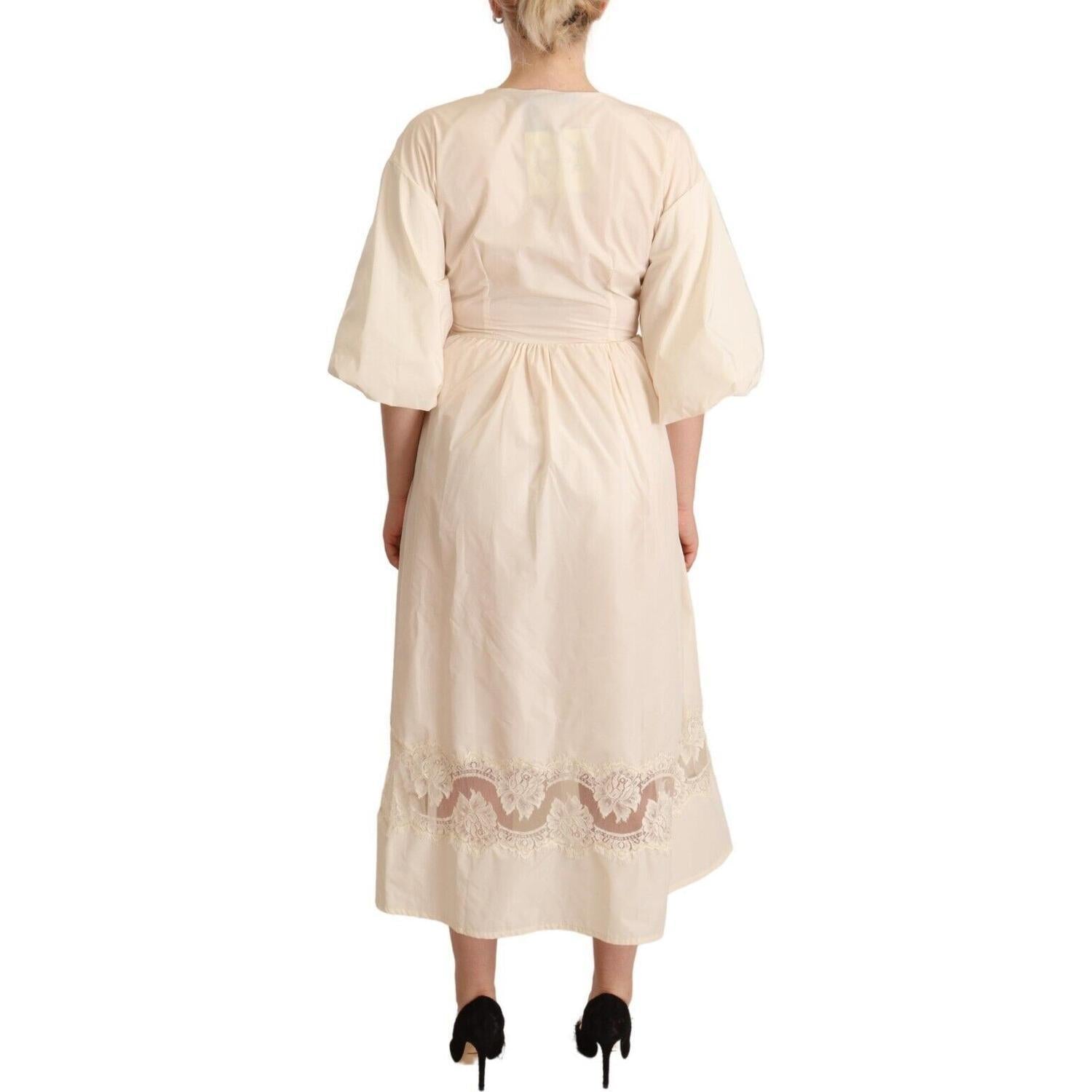 PINK MEMORIES Off White Short Sleeves Maxi A-line Wrap Dress