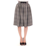 NOEMI ALEMÁN Gray Checkered Wool Shorts Skirt