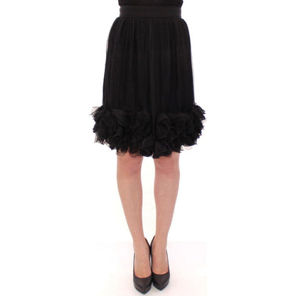 Dolce & Gabbana Black Silk Transparent Above Knees Skirt