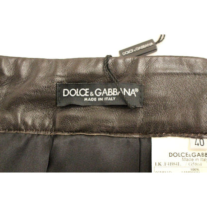 Dolce & Gabbana Brown Patchwork Leather Straight Skirt