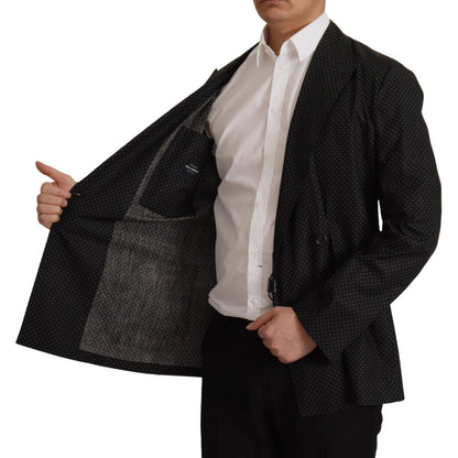 Dolce & Gabbana Black Polka Dotted Cotton Blazer Jacket