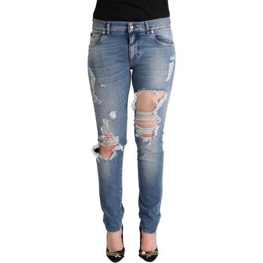 Dolce & Gabbana Chic Distressed Denim Skinny Jeans Dolce & Gabbana Dim Gray