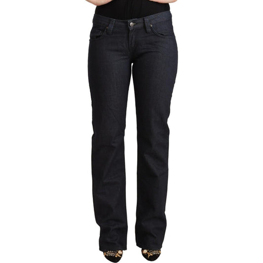 Exte Dark Blue Cotton Stretch Low Waist Straight Denim Jeans