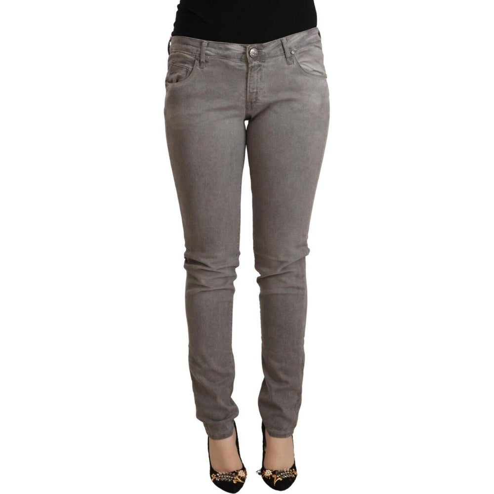 Acht Gray Cotton Low Waist Skinny Push Up Denim Jeans