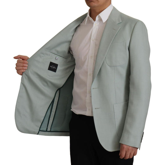 Dolce & Gabbana Elegant Slim Fit Cashmere Silk Blazer Jacket Dolce & Gabbana Light Slate Gray
