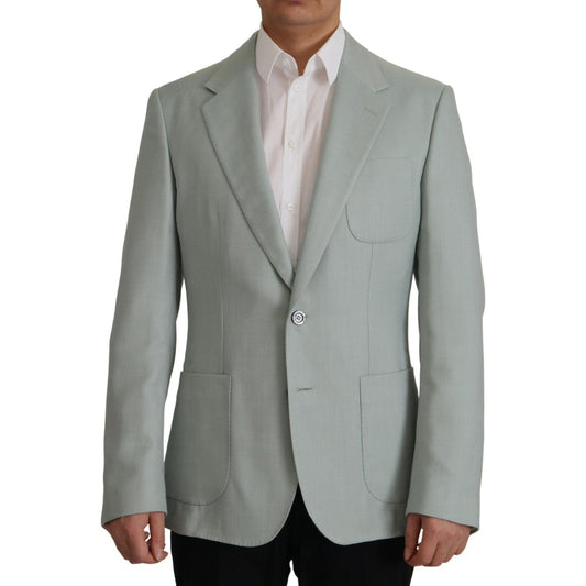 Dolce & Gabbana Elegant Slim Fit Cashmere Silk Blazer Jacket Dolce & Gabbana Light Slate Gray