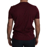 Dolce & Gabbana Bordeaux Roses Cotton Crewneck T-shirt