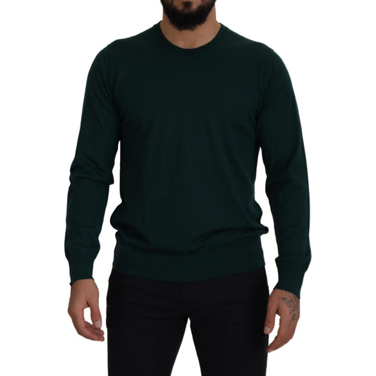 Dolce & Gabbana Elegant Green Crewneck Cashmere Sweater Dolce & Gabbana Black
