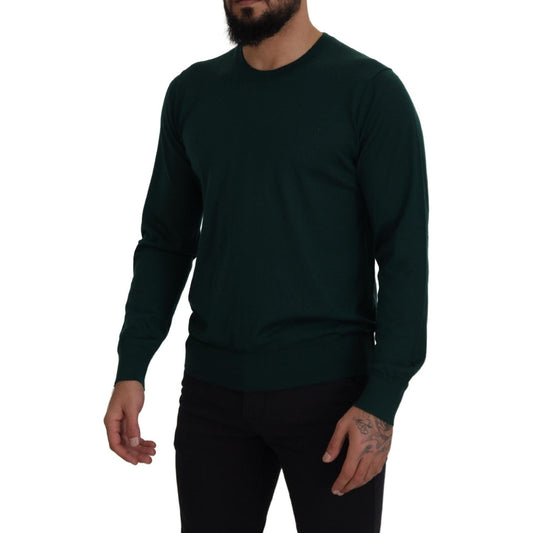 Dolce & Gabbana Elegant Green Crewneck Cashmere Sweater Dolce & Gabbana Black